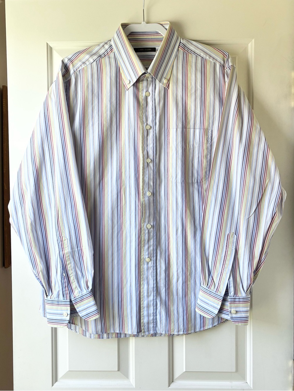 Camicissima Men’s Striped Button Down Shirt Long Sleeve Multicolor Neck 17 1/2”